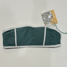 Women's Kona Sol Terry Textured Bandeau w Binding Bikini Top Green Medium 8/10