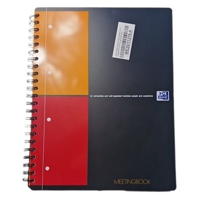 Oxford Meetinbook A4, kariert, gelocht, 2 in 1 Collegeblock und Gummizugmappe, g