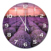 Moderne Design-Wanduhr Aus GehäRtetem Glas Lavendelfeld WeißE Zeiger Fi60 Cm