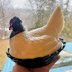 RARE L.G. Wright Fenton 2-Tone Fused Black Amethyst & Milk Glass Hen on Nest