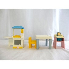 Little Tikes Dollhouse Furniture Party Kitchen Sink Stove Miniature  High Chair