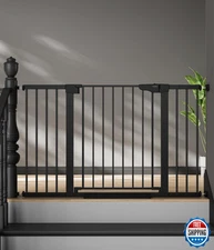 Cumbor 29.7-51.5" Extra Wide Pressure Mount Baby Pet Gate Auto-Close Black