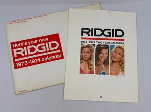 Vtg 1973-1974 The Ridgid Tool Company 2-Year Pin-Up Calendar W/Org Envelope
