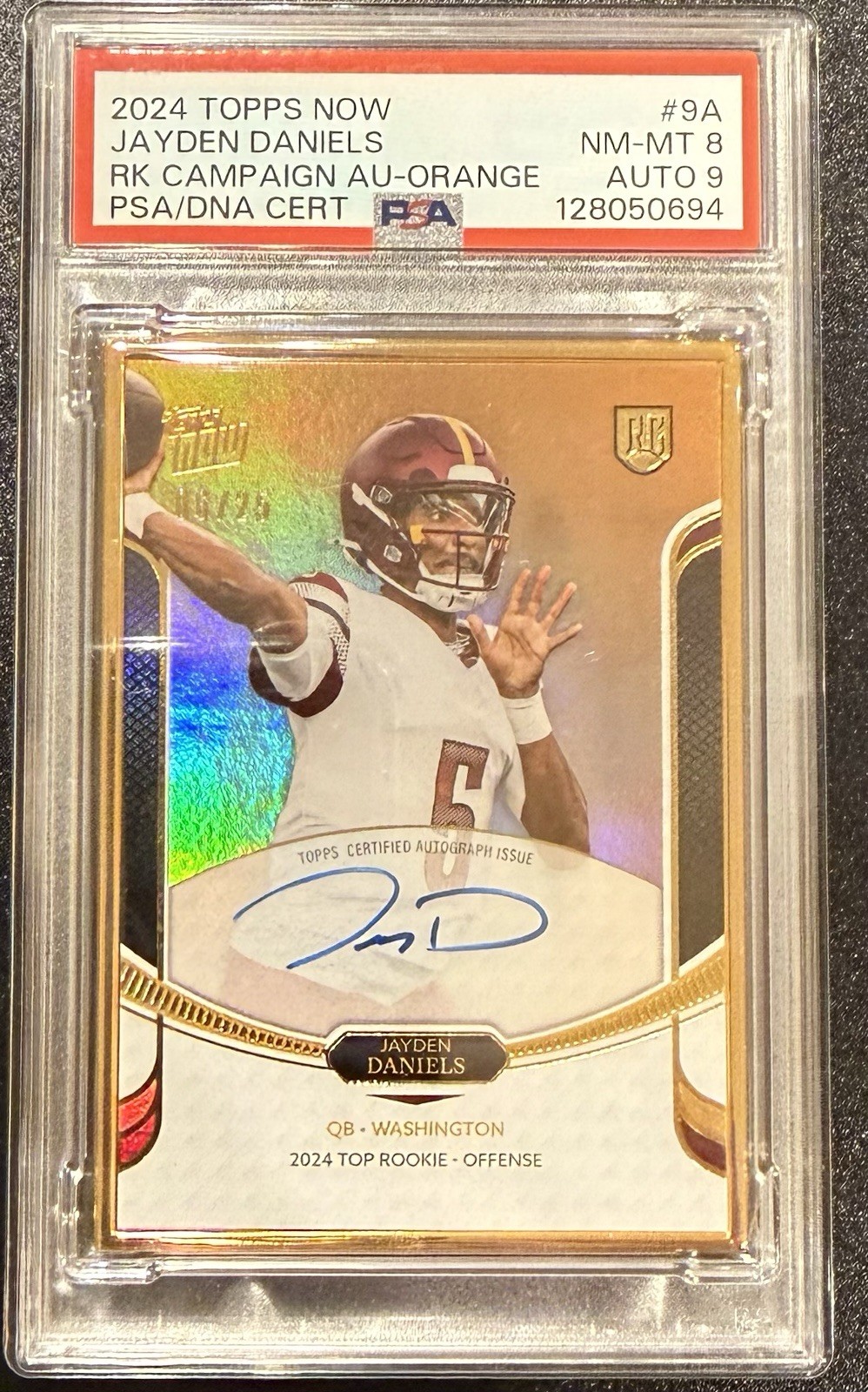 Jayden Daniels Topps Now Rookie Campaign Autographs #9A Orange