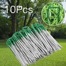 100Pcs Garden Netting Pegs Stakes Turf Staples U-shaped Stakes Pins Staple Green