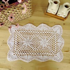 Rectangle White Crochet Lace Doily Table Placemats Doilies