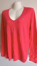 Lacoste Femme Pull Côtelé En Coton Col V Corail Taille XXL/ 44 Très Bon État 