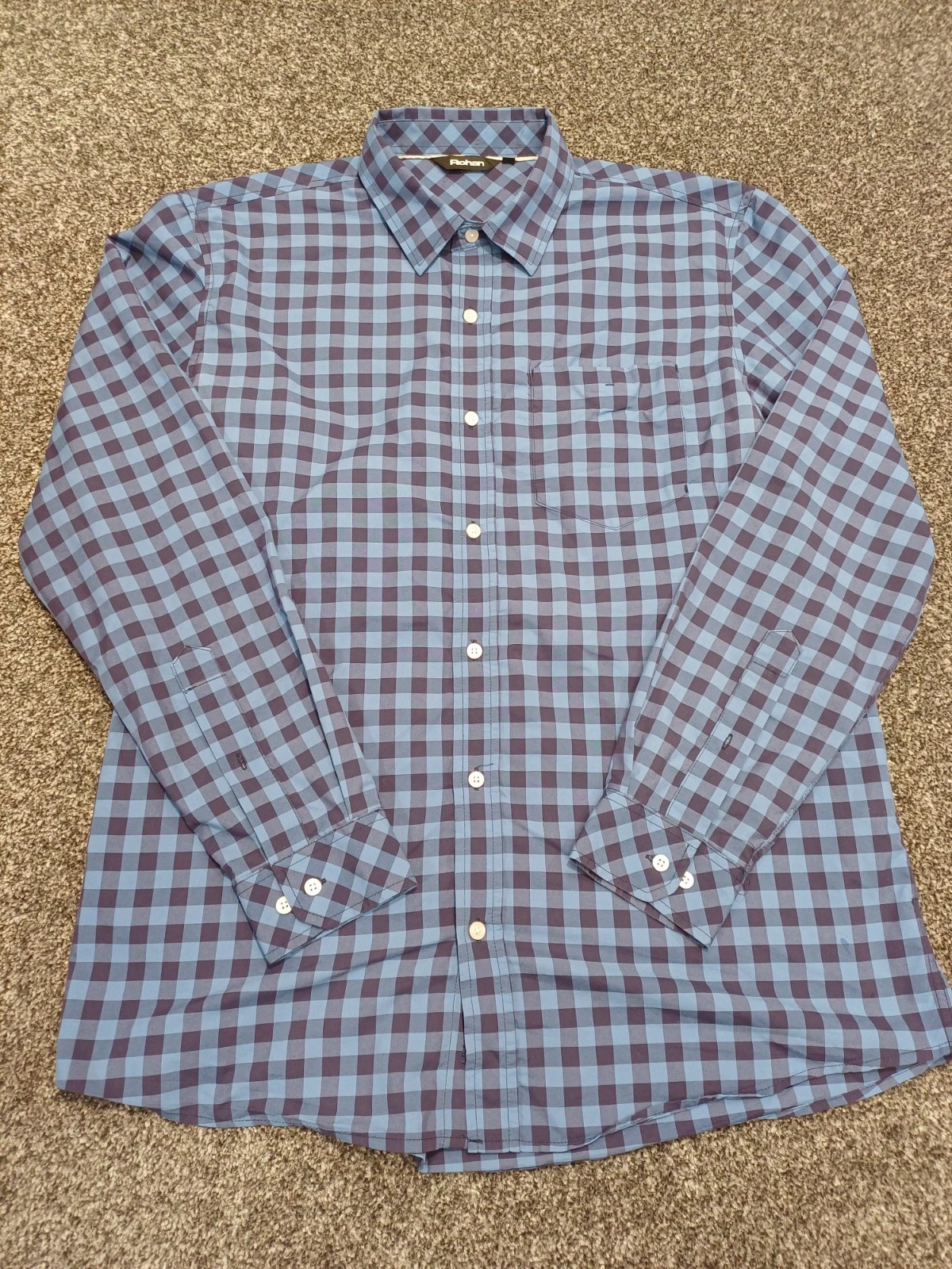 Rohan Pennine Check Shirt Men Large Blue Long Sleeve Button Up Sun Protection