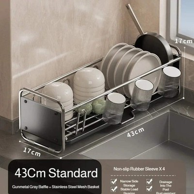 Kitchen Sink Side Dish Rack, Multifunctional Drainage Holder for Bowls Plates Cu