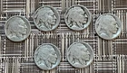 Six 1913 type 1 no date Buffalo (Indian Head) nickels, two with D mintmarks