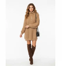 American Eagle Sweater Women M Brown Open Knit Chunky Oversized Baggy Tunic Fall