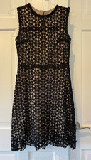 Elie Tahari Black & Nude Color,  Lace/Crochet, Sleeveless Dress-Women's Size 4 