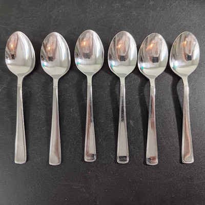 Set Of 6 Reed & Barton ''Porto Santo Stefano'' 18/0 Stainless Steel Soup Spoons