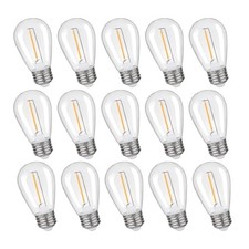 15-Pack LED String Light Bulbs, Plastic Shatterproof S14 S14 15 Pack