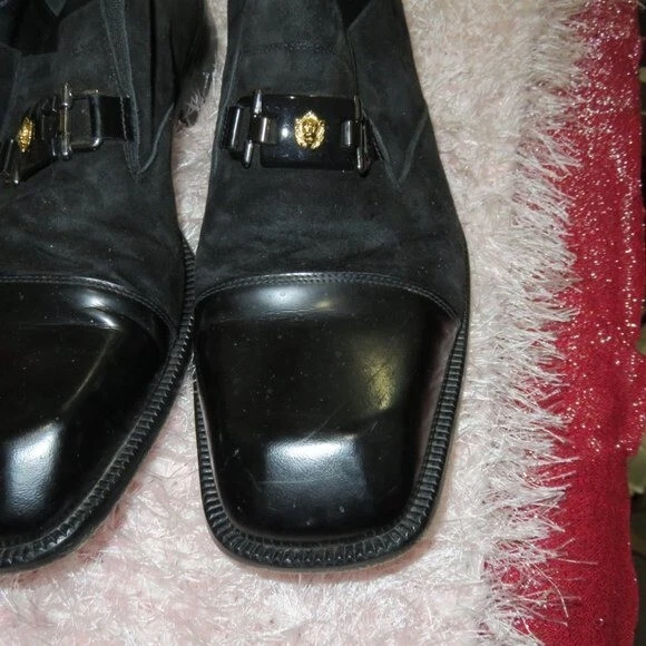 Mocassini Oxford Versace Medusa testa in pelle scamosciata e pelle scamosciata neri 13