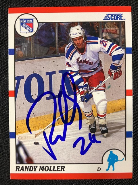 '90-91 SCORE HOCKEY CARD RANDY MOLLER #45 HAND SIGNED W/COA NRMT RANGE CF