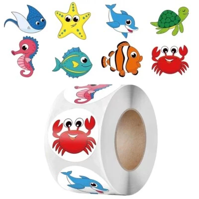 Ocean Animal Motivational Stickers for Kids Children Teacher Nursery Praise 25mm