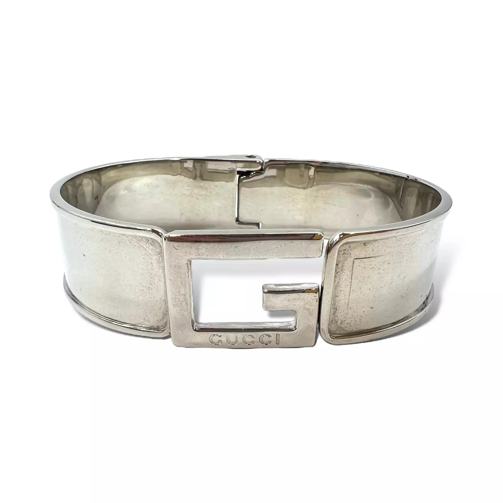 Bracelet GUCCI G Icône Logo Motif Argent Fabriqué en Italie