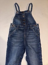 Vintage Girls 90  s Childs Oshkosh Denim Overalls Kids 24 Month Distressed