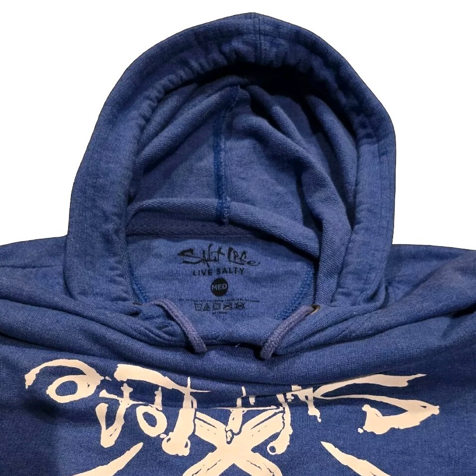 Hoodie Salt Life Homme – Gris/bleu, Motifs Crâne Et Hameçons, Taille M, état Correct