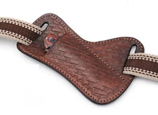 Brown Saddle Belt Sheath for folding pocket Knife Slots Pancake Opening trapper