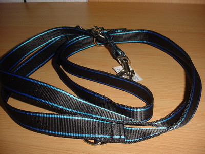 Verlängerungsleine aus Nylon 2,20m / 20mm, schwarz/blau