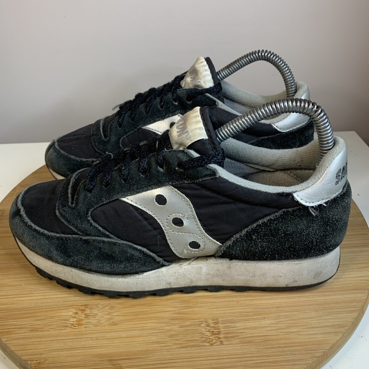 Saucony Jazz Original Womens Size Shoes Black Silver Sneakers 1044-1