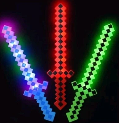 XD Large Diamond Sword EVA Weapons Plush Toy LED Glow & Sounds Mine craft Lights UK