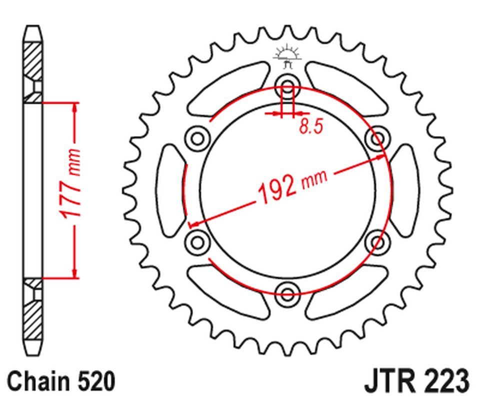 Pignon arrière JT 223 48 stop usure chaîne pour moto ancienne Husqvarna WR 250 1983-1984