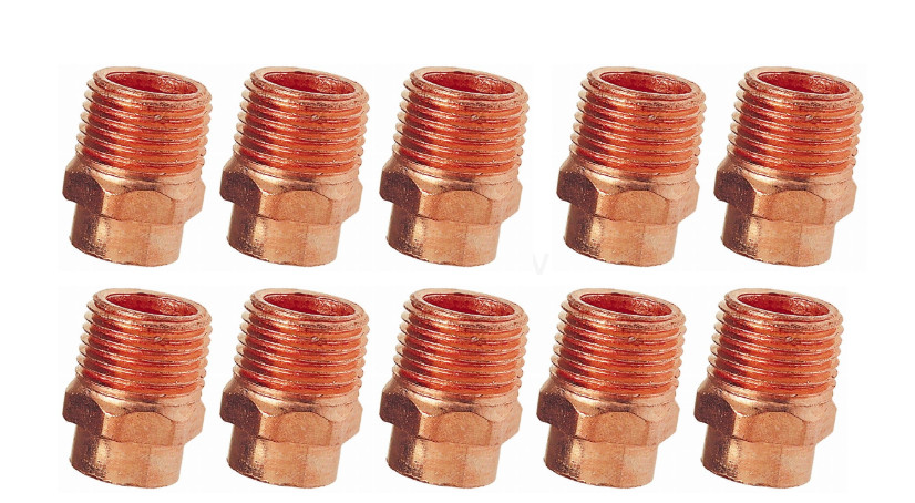 lots of 10 pieces - 3/4" Copper Male Adapter Sweat Solder Joint (C x MPT)
