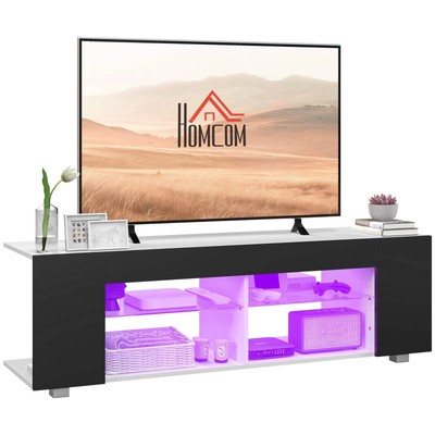 HOMCOM TV-Schrank mit mehreren Regalen, mit verstellbaren LED-Leuchten - Schwarz