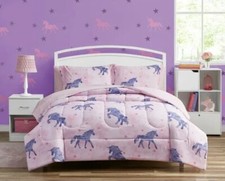 Your Zone Pink Unicorn Magic Full Bedding Set for Kids, Machine Wash, 7 Pieces