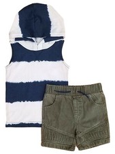 Toddler Boys Navy  White Stripe Tank Top Shirt  Shorts Set Outfit