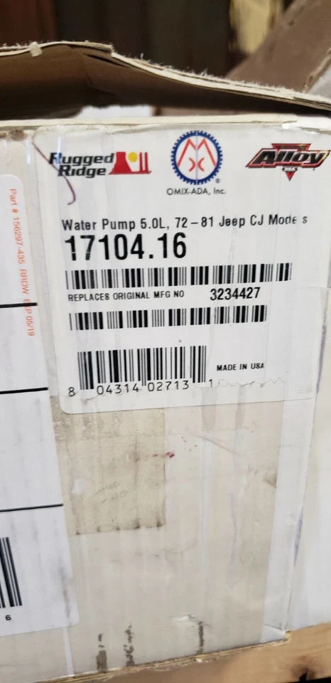 Omix-Ada 17104.16 Water Pump 5.0L 72-81 Jeep CJ Models - Image 2 of 2