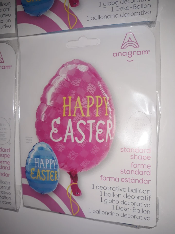 Juego de 4 Globos de Lámina Feliz Huevo de Pascua Pastel Mylar 16" Huevo Globo 2 Caras NUEVO Foto 3 de 4