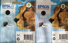 2 schwarze Epson T0711 Original Drucker Tintenpatronen Gepard Tinte