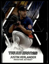 Justin Verlander 2021 Stadium Club Triumvirates Black 84/99 #T-19 Houston Astros