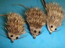 FLY FISHING FLIES - Natural MOUSERAT size #10** (3 ea.)