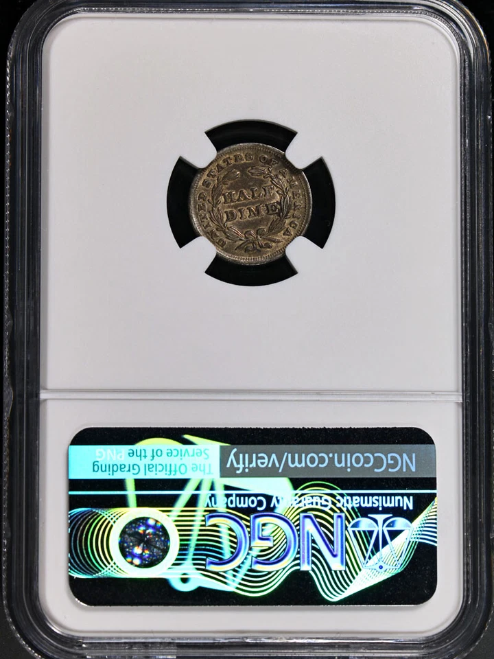 1837 Seated Liberty Half Dime Small Date NGC AU55 Great Eye Appeal Strong Strike - Image 4 of 4