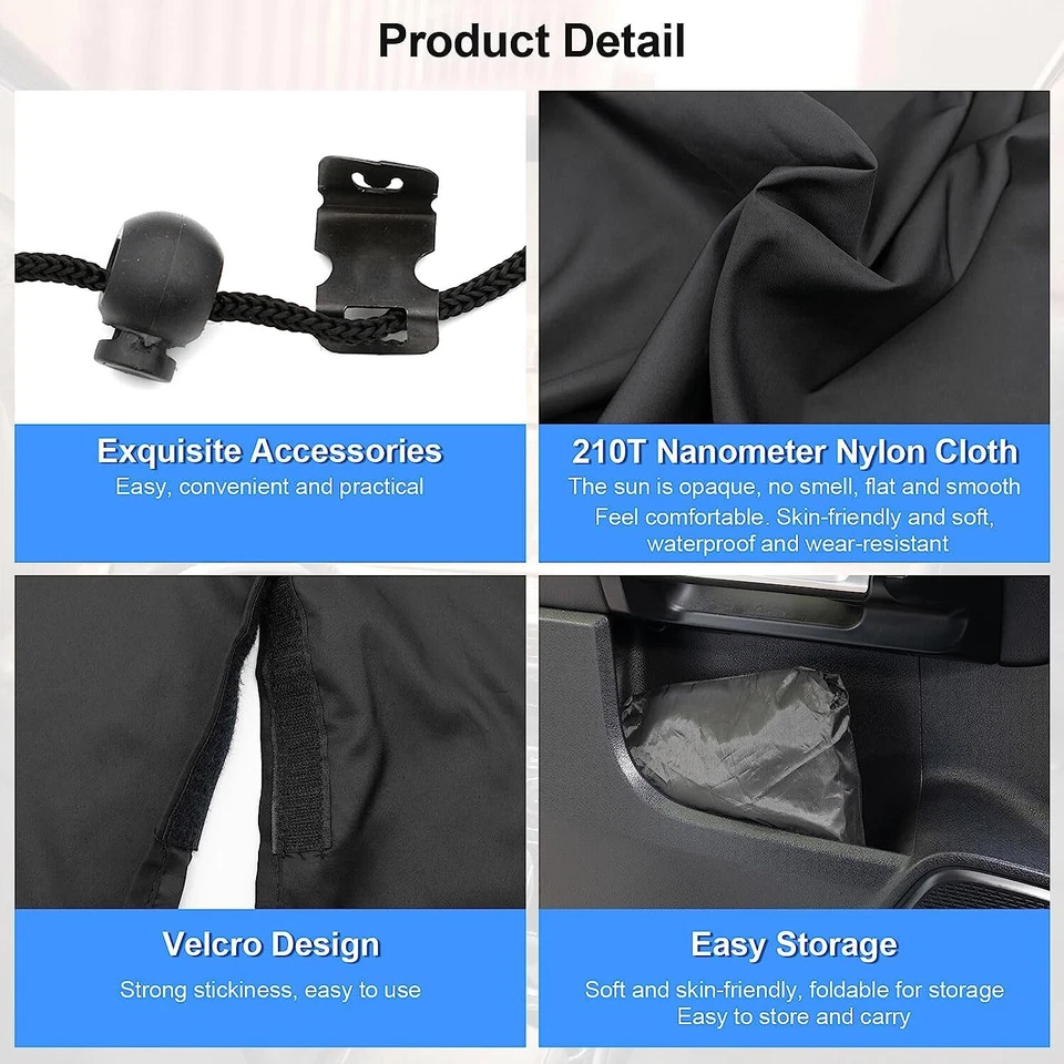 3Pcs Car SUV Divider Curtains Sun Shade Side Window Cover Privacy Travel Nap - Image 4 of 4