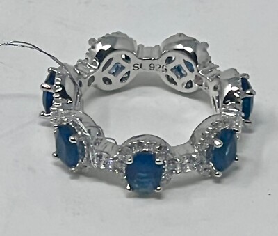 Suzy Levian Oval Cut Blue & White Cubic Zirconia Sterling Silver  Size  5.5 *NWT