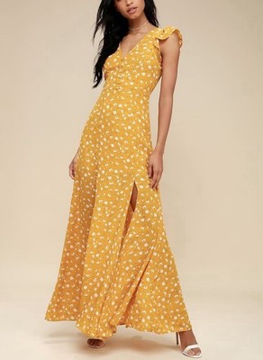 Lulus Fresh Picked Mustard Yellow Floral Print backless Maxi Dress (S) | eBay Lulus Fresh Picked Mustard Yellow Floral Print backless Maxi Dress (S) | eBay