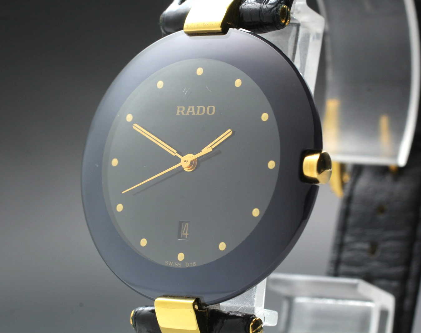[Near MINT] RADO 129.4075.4N 33mm Black Dial Date Quartz Men's Watch From JAPAN