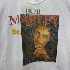 Vintage BOB MARLEY Music INC LEGEND REGGAE T Shirt Portrait Graphic XL White Tee