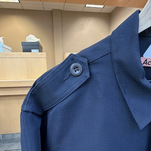 Acne Studios Navy Ripstop Military Jacket Button Front Pockets Men's 46 image 3