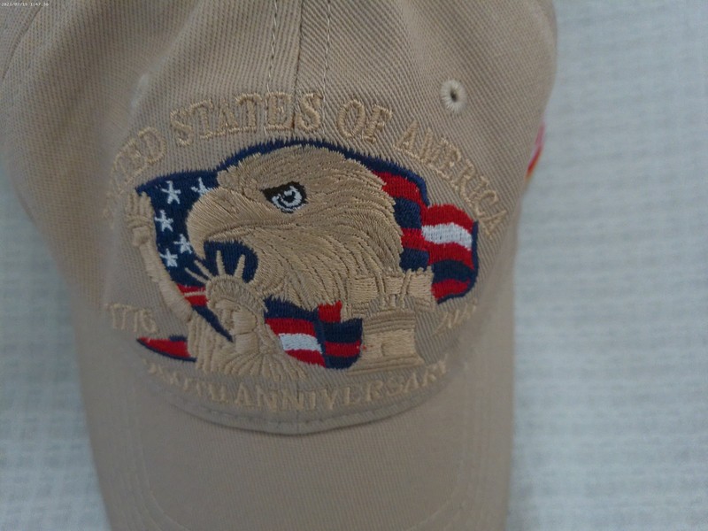 New 250th Anniversary of USA Embroidered Tan Ball Cap Flag Eagle Lady Liberty