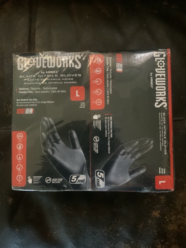 Gloveworks Black Latex Size Large