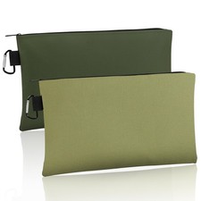 2Pack Waterproof Tool Pouch Zipper Bag 12" x 7" Heavy Duty Storage with Carabine