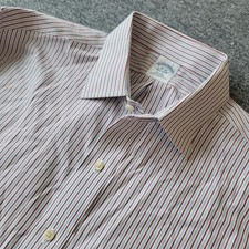 Brooks Brothers Dress Shirt Men's 16 32 Slim Fit Blue Striped Non-Iron Button Up