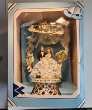 Vintage Lace And Plastic Wedding Cake Topper Bride Groom Arch